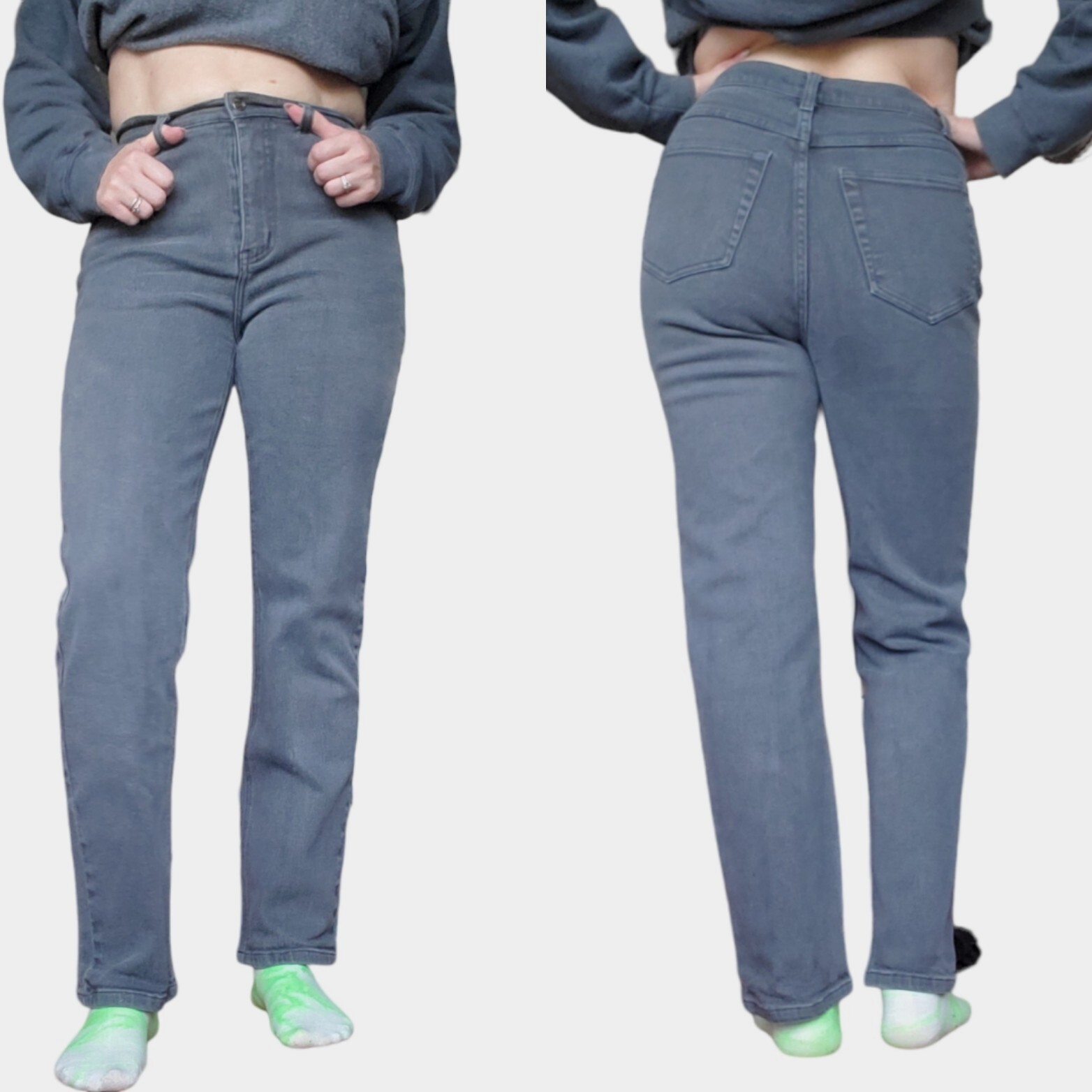 90s Gray Jeans High Waisted Gray Straight Leg Stretch Sz 6 x 29.5 Grunge