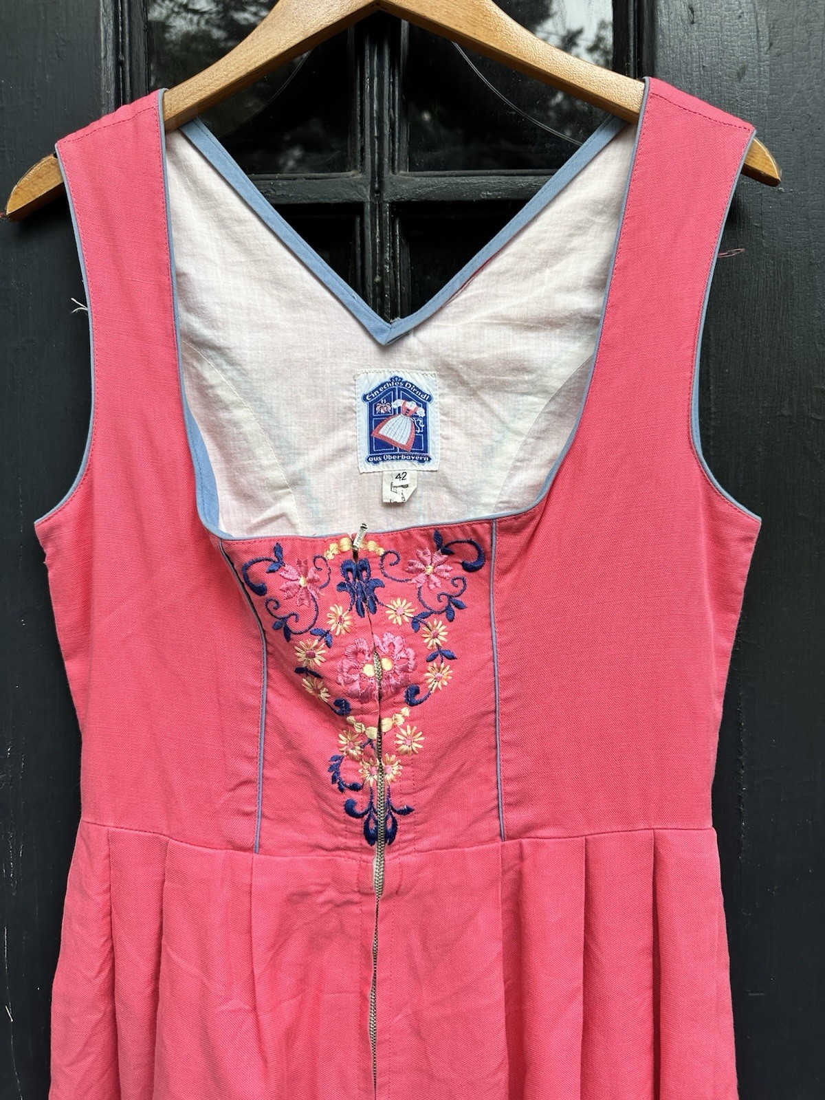 Vintage Pink Gorgeous Embroidered DIRNDL Aus Oberbayern Dress Size 42 Ladies M