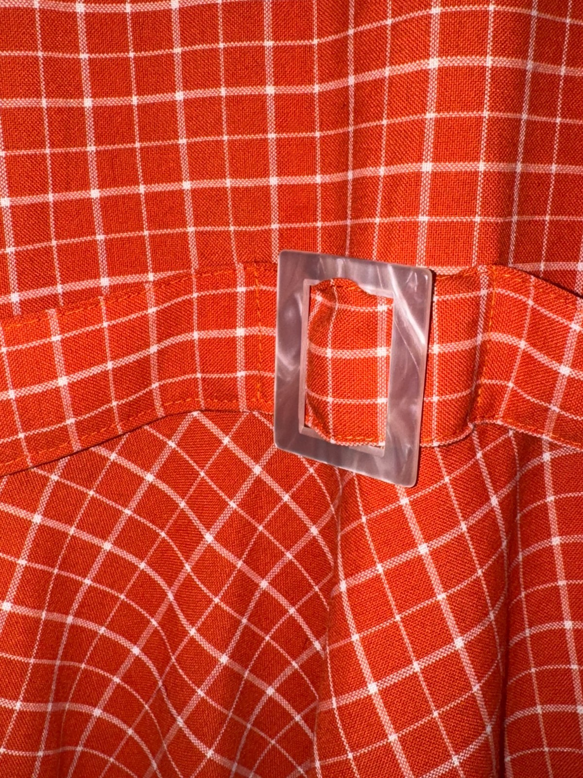 handmade 60&rsquo;s orange mod grid dress with acetate belt size xs/s