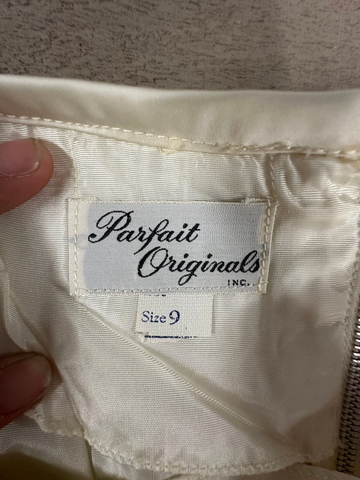 Vtg Parfait Originals Womens Dress 9 Cream Ivory Lace Drop Waist Mod 60s Flared