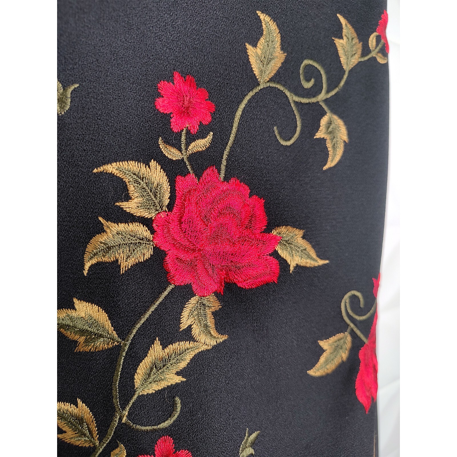 Vintage 90s Black Floral Dress Sheath Embroidered Whimsy Goth Jessica Howard M