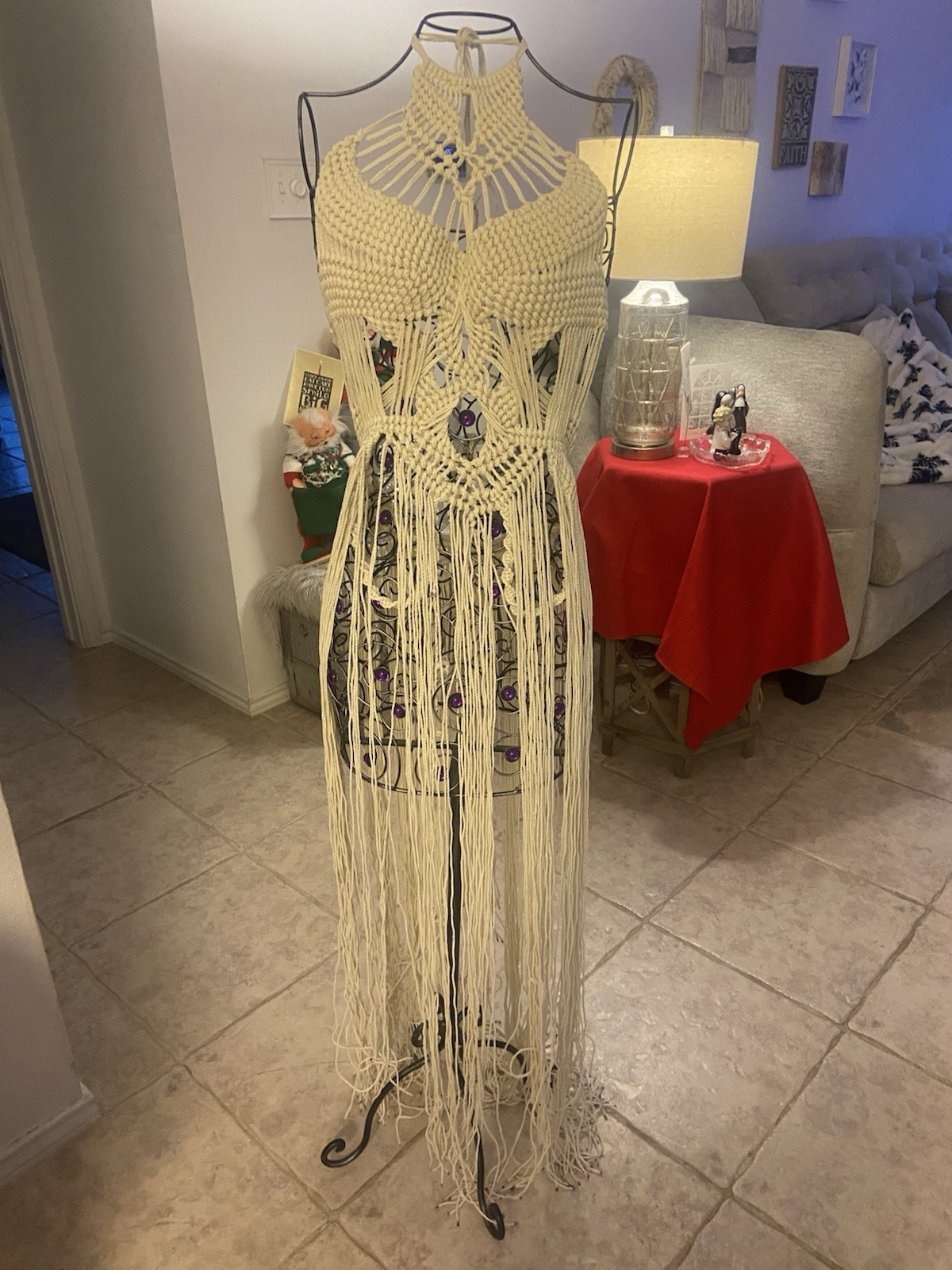 Vintage Handmade Macrame Rope Goddess Bohemian Sexy Dress