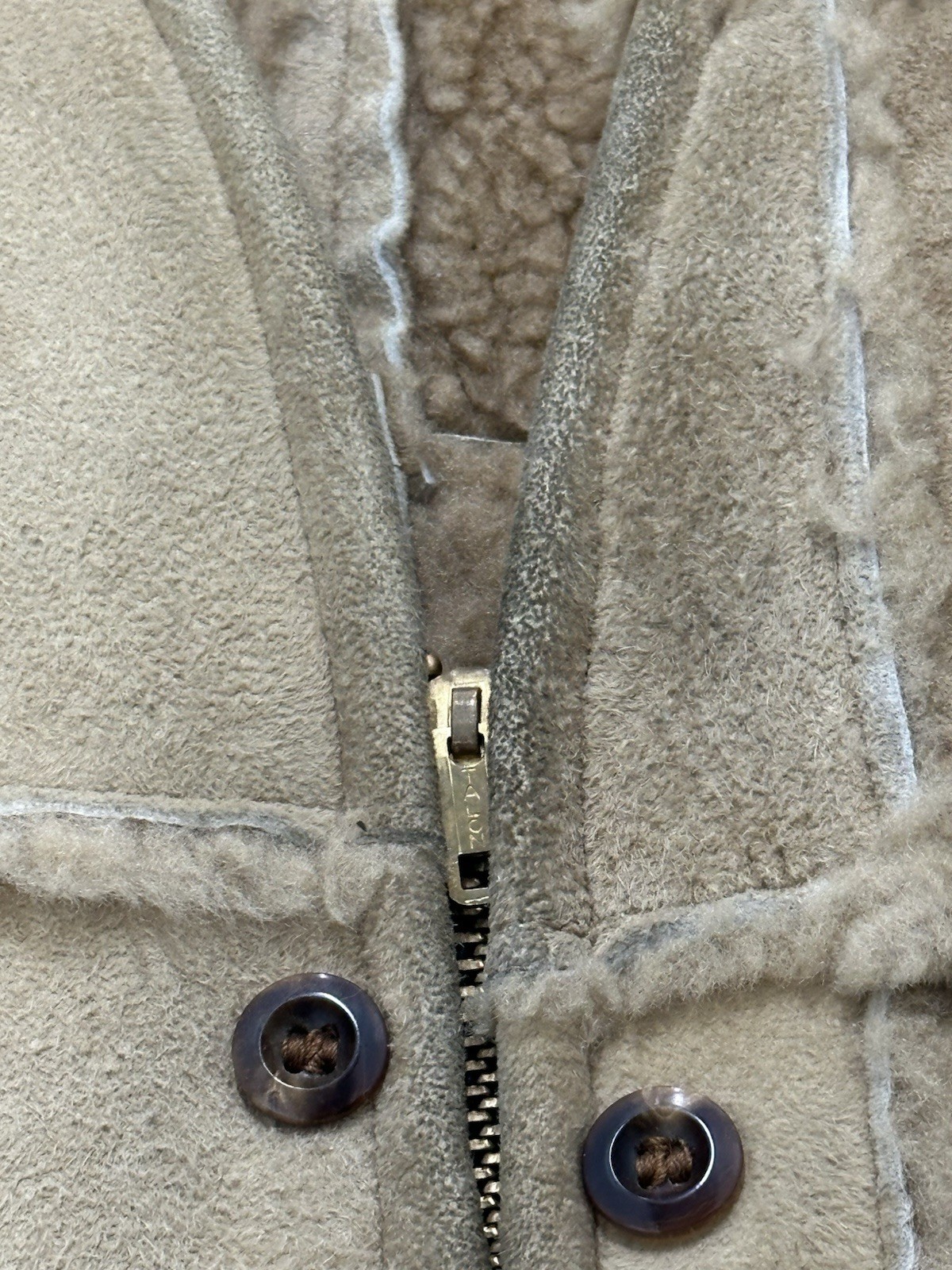 Vintage 60s 70s Shearling Patchwork Vest Talon Zipper Adult 20.5x27in