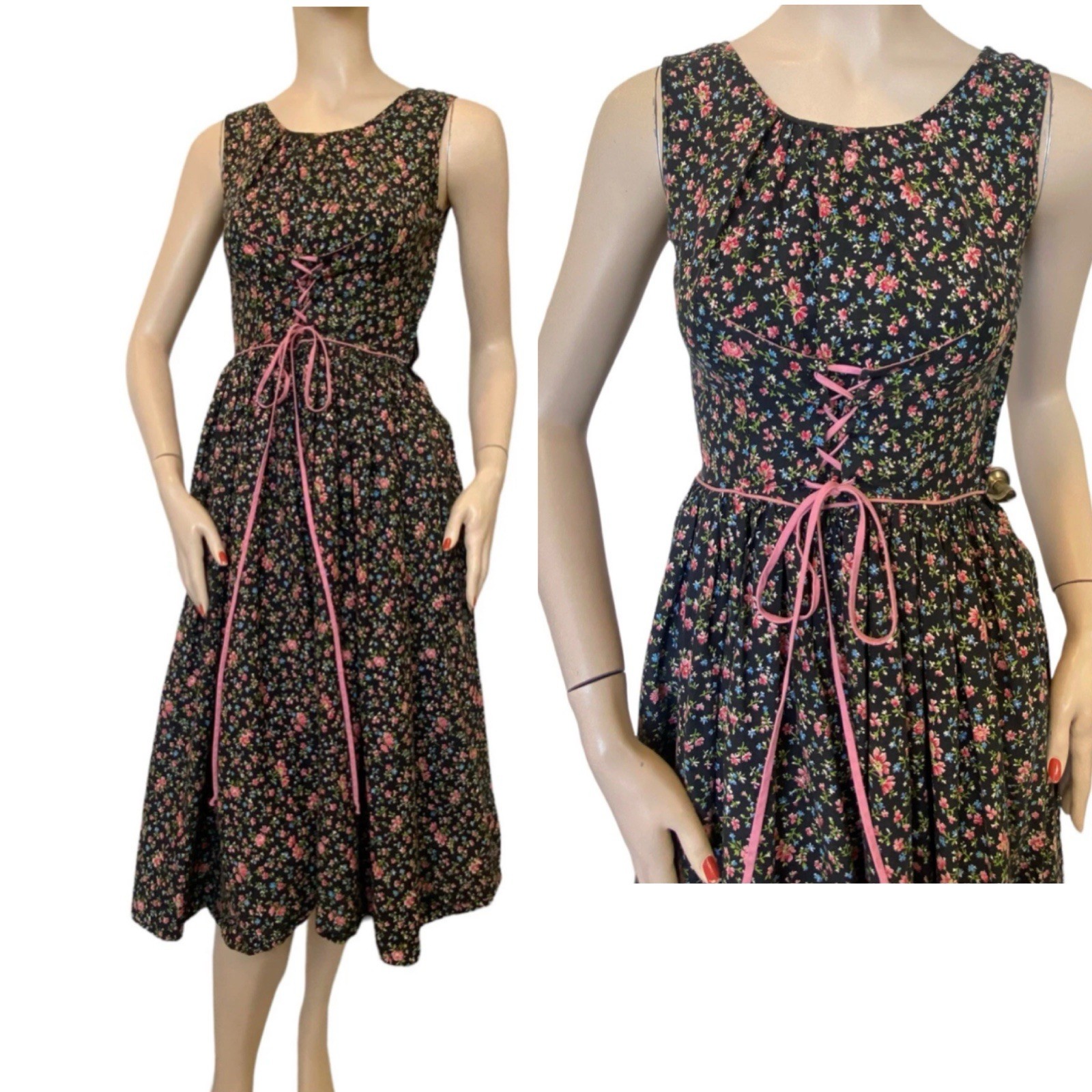 Gay Gibson Cottagecore Dress Corset Milk Maid Coquette Prairie XS-S? 60s 70s