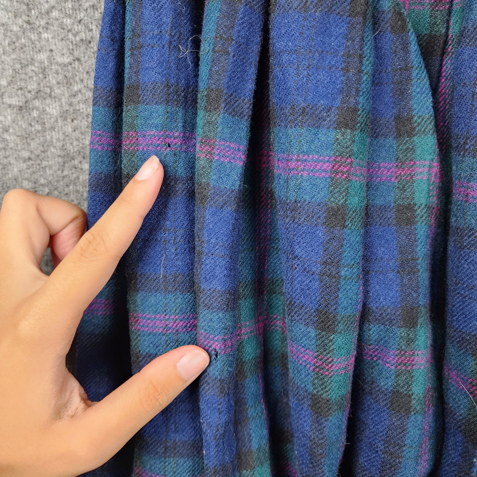 Pendleton Pleated Maxi Skirt Women 10 Blue Green Bailey Tartan Wool Vintage