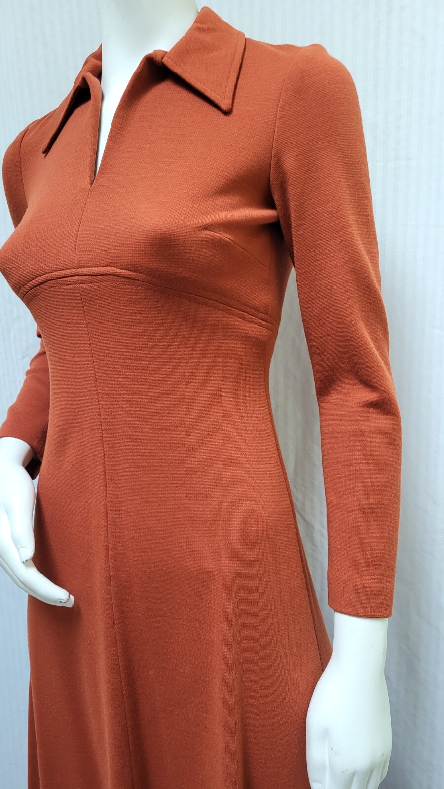 Vintage 1960/70s ALAMOR Rust Orange Double Knit Dress + Vest – Size S