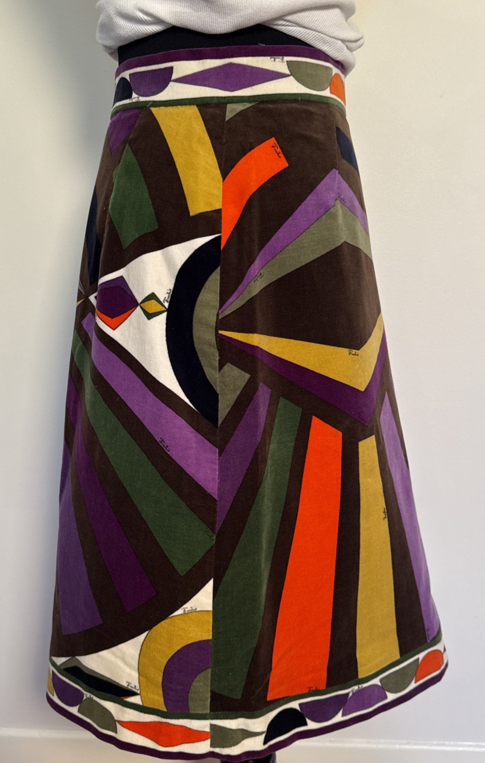Vintage 1960’s Emilio Pucci For Saks Fifth Avenue Velvet A-Line Skirt XS Mod