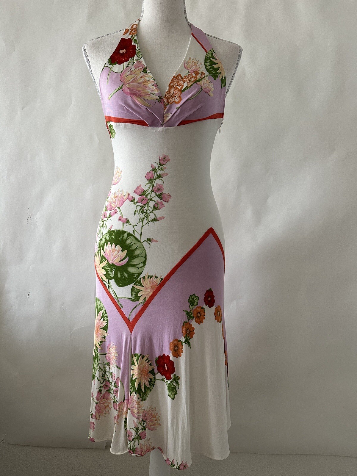 Vintage Versace Early 2000’s Halter Dress Floral New York Fashion Bratz Fairy 38