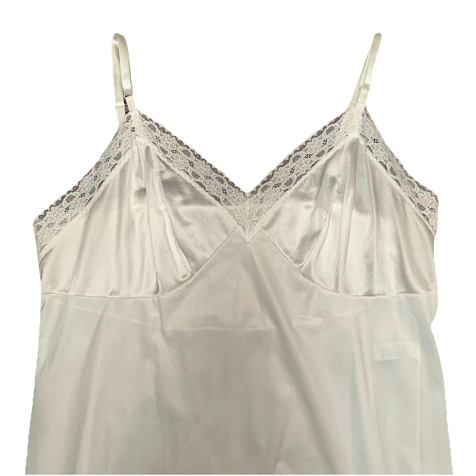 Vintage 1960s Vanity Fair Off White Nylon Full Slip Lace Made in USA Size 40