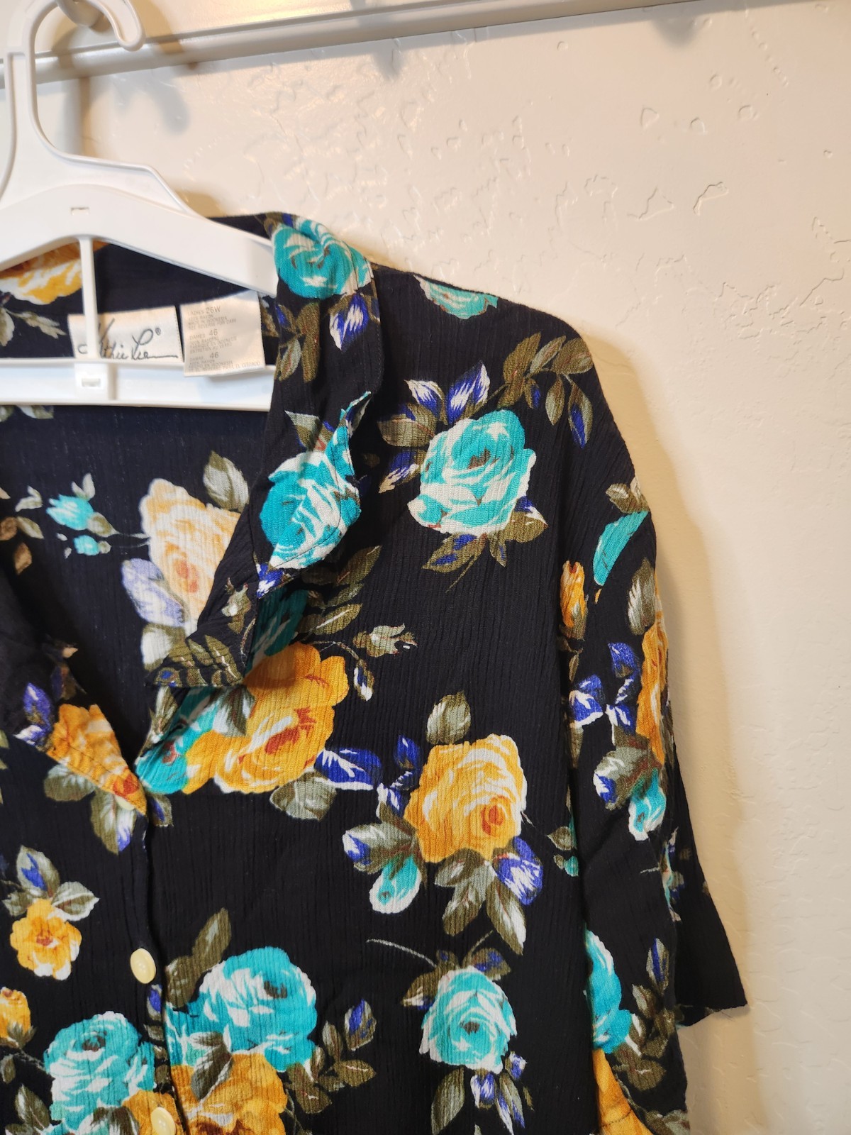 VTG 90s Kathie Lee Floral Button-Down Blouse Spring Summer Plus Size 26W
