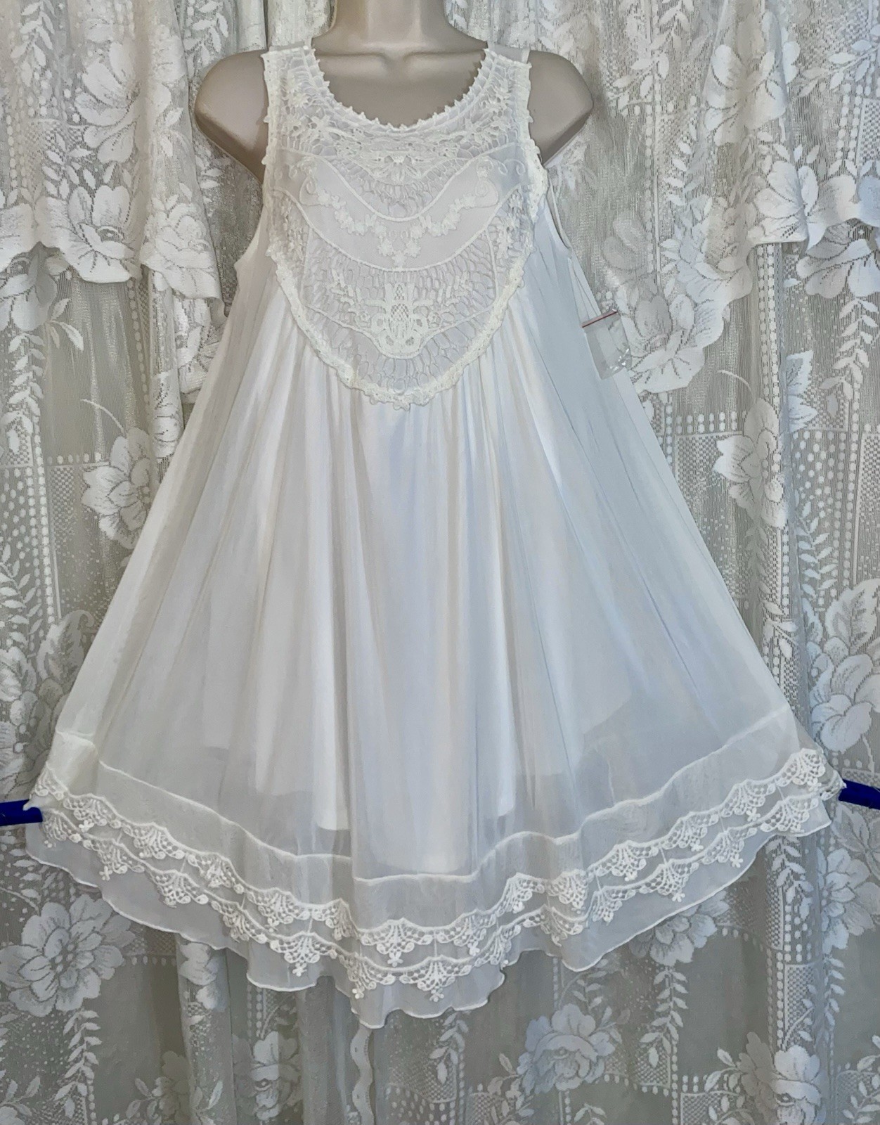 VTG Design NWT L FANCY Bridal BOHO Snow White Nightgown Negligee Nightie