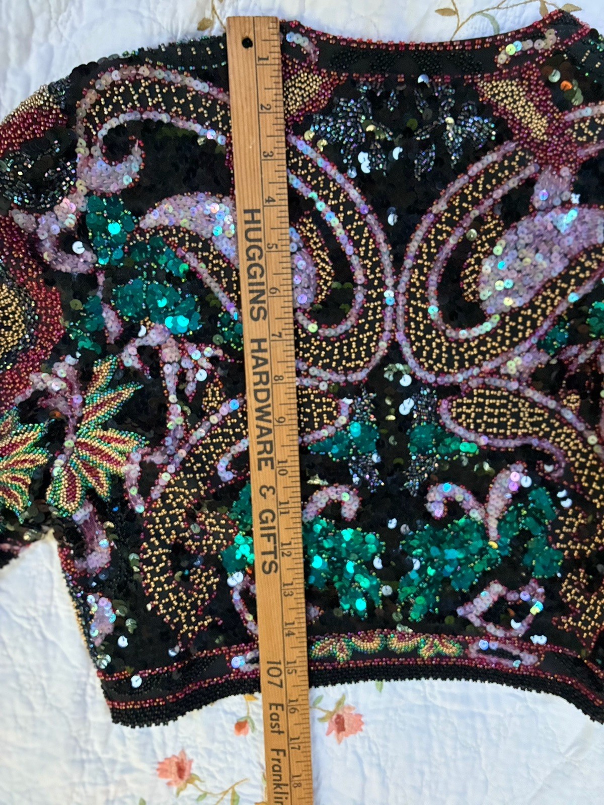 Vntg ‘80s A.J. Bari Silk Beaded Sequin Cropped Bolero Jacket S MFormal Cocktail