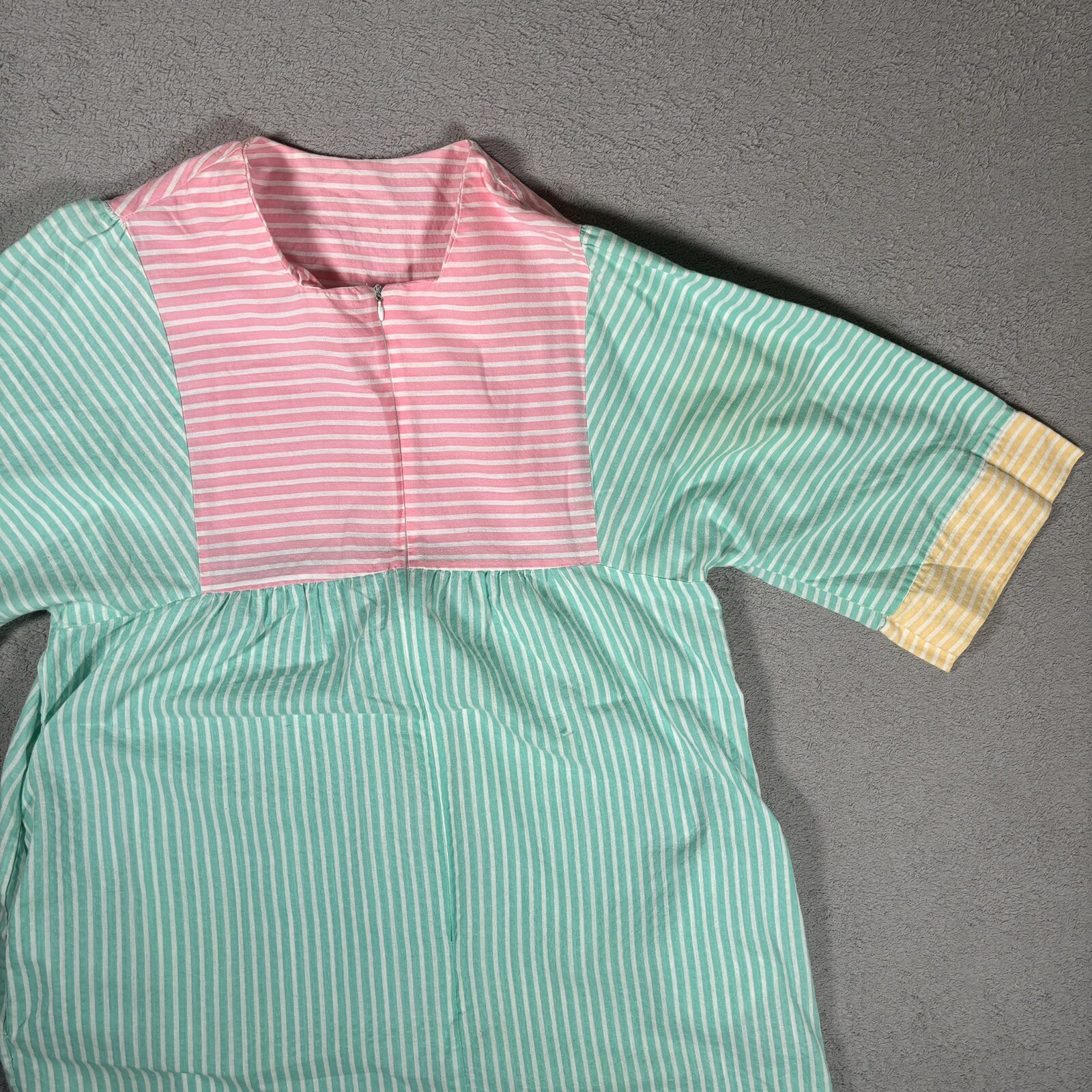 Vintage House Dress Pastel Color Block Bright Mumu M/L Relaxed Fit Knee Length