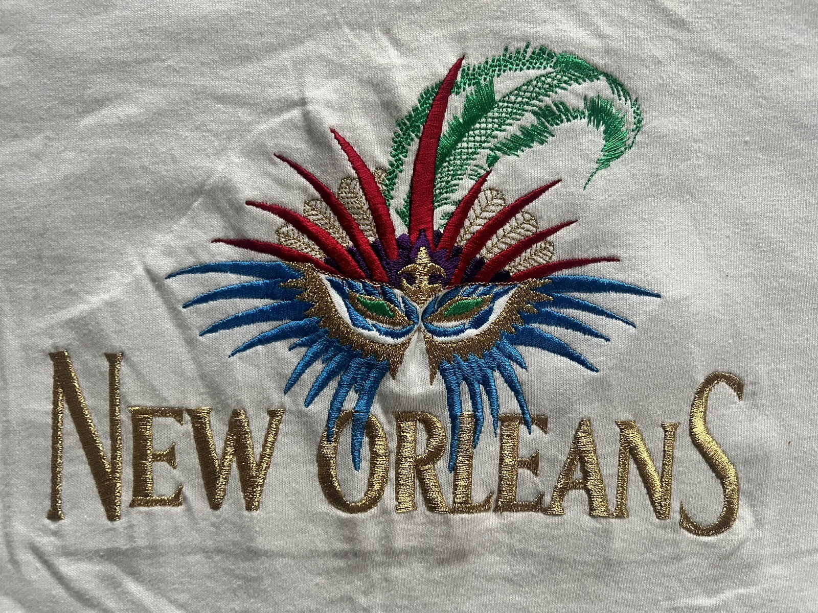 Vintage Early 90s Single Stitch Mardi Gras New Orleans Embroidered Shirt Size M