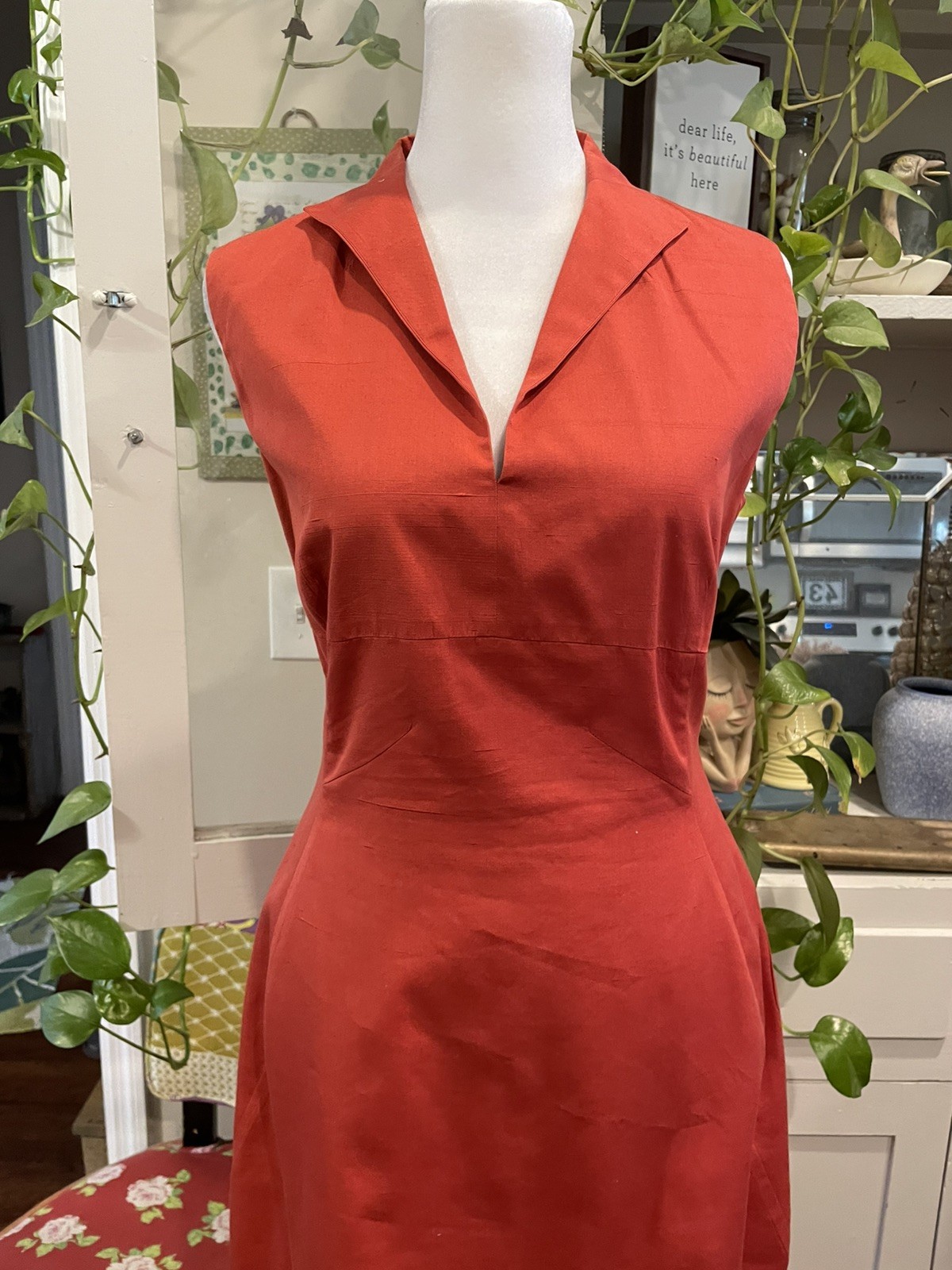 VTG 70’s ALMA Made in Italy Bold Red Sleeveless Cotton Silk Blend Summer Dress