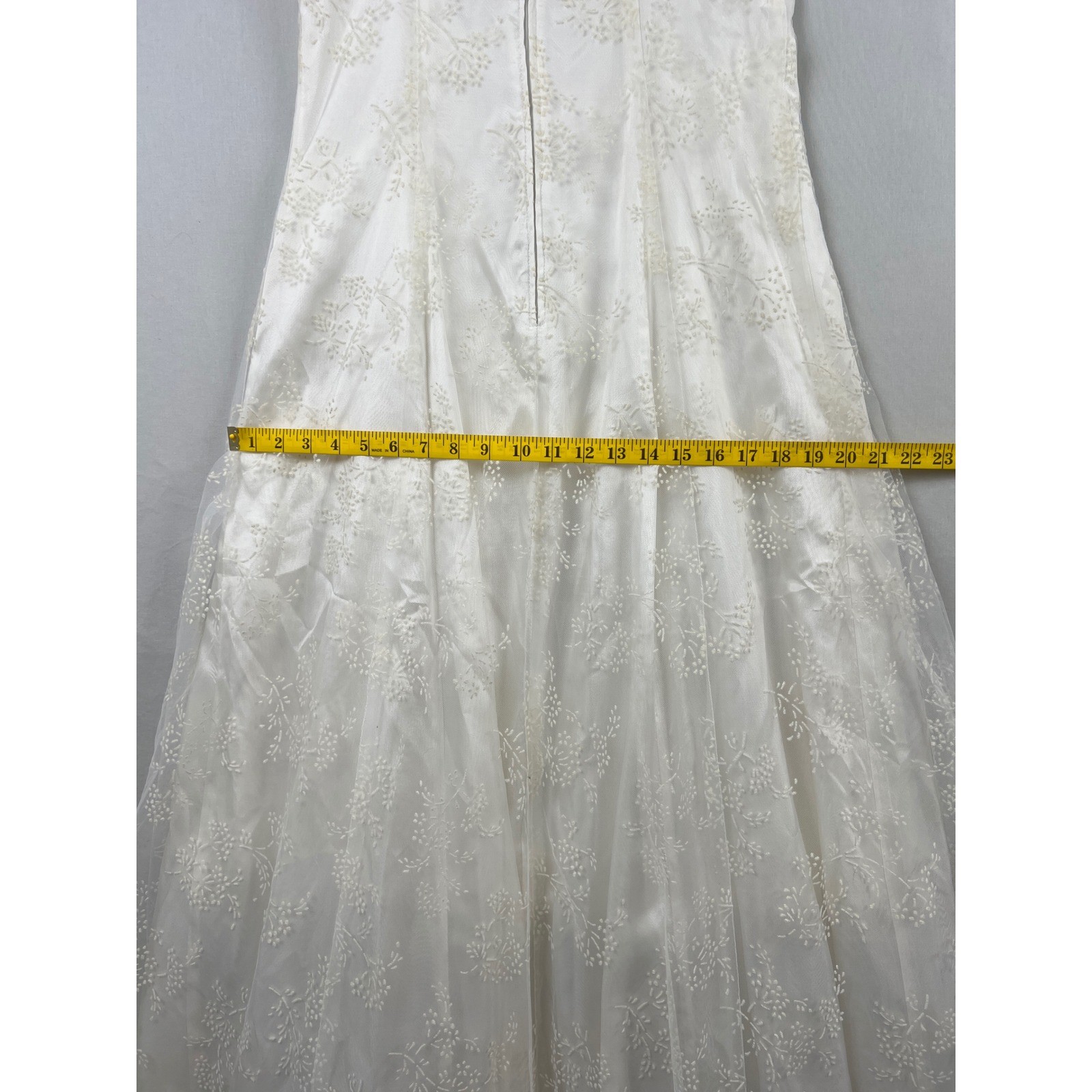 Vintage Zum Zum Niki Livas Maxi Dress Women 13-14 White Tulle Strappy Fit Flare