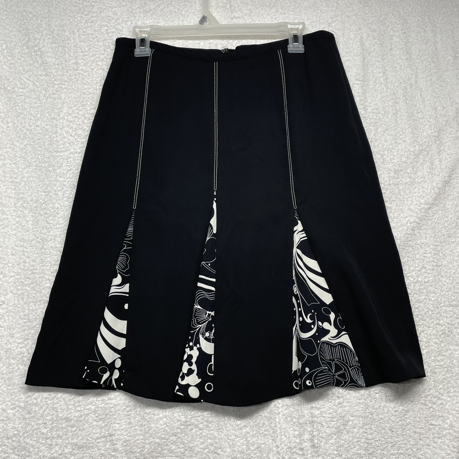 Vintage Roth le Cover California Skirt Size 10 petite Black White A-Line Swing
