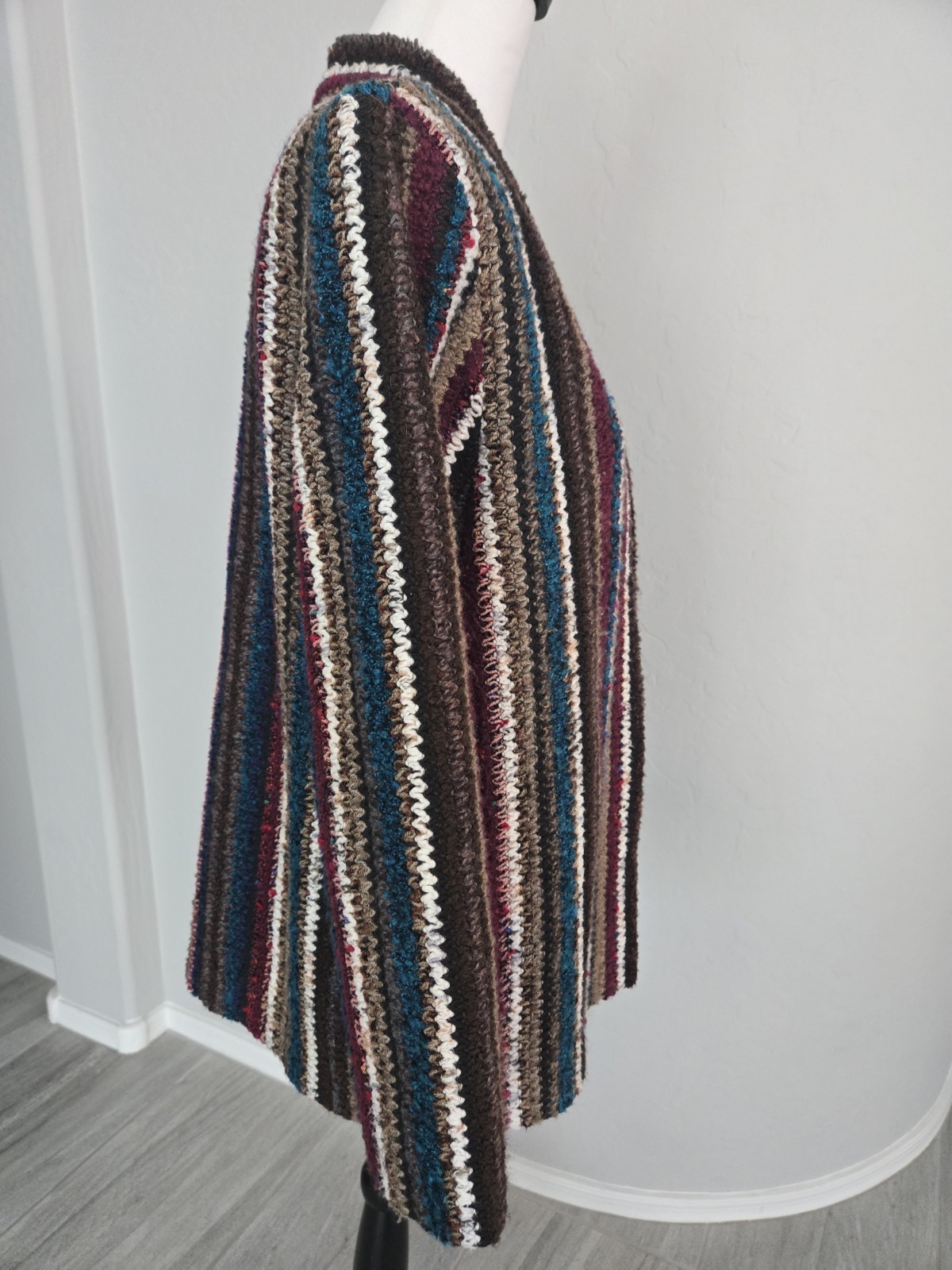 Vintage Graff Californiawear Wool Blend Colorful Boho Hippy Knit Cardigan Sz 12