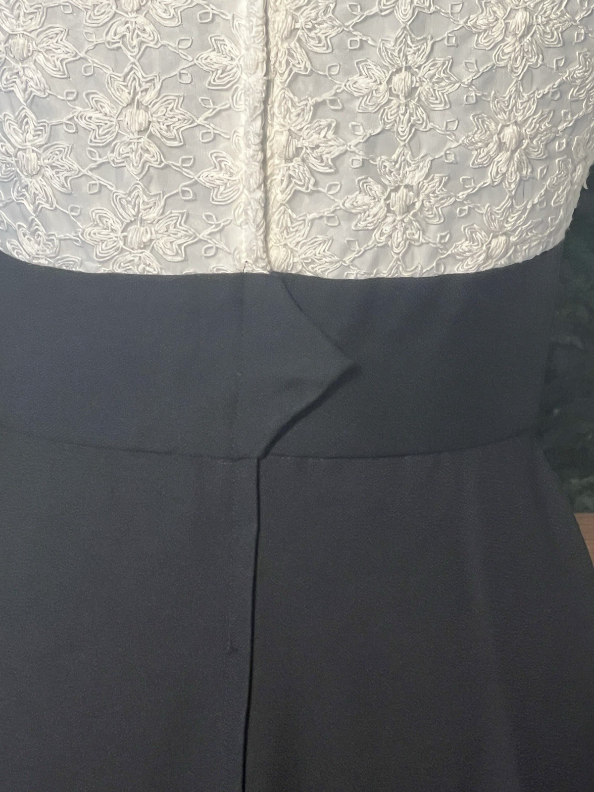 Vintage Custom Made Black Ivory Lace Maxi Dress Front Zip Mod Boho Prairie