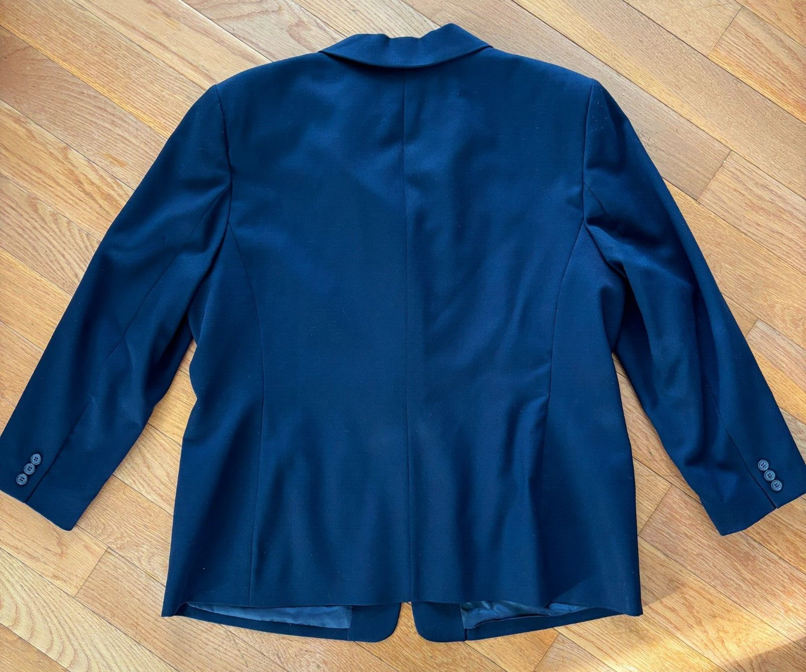 VTG Pendleton 100% Virgin Wool Blazer Womens 18W Plus Navy Blue Made In USA READ