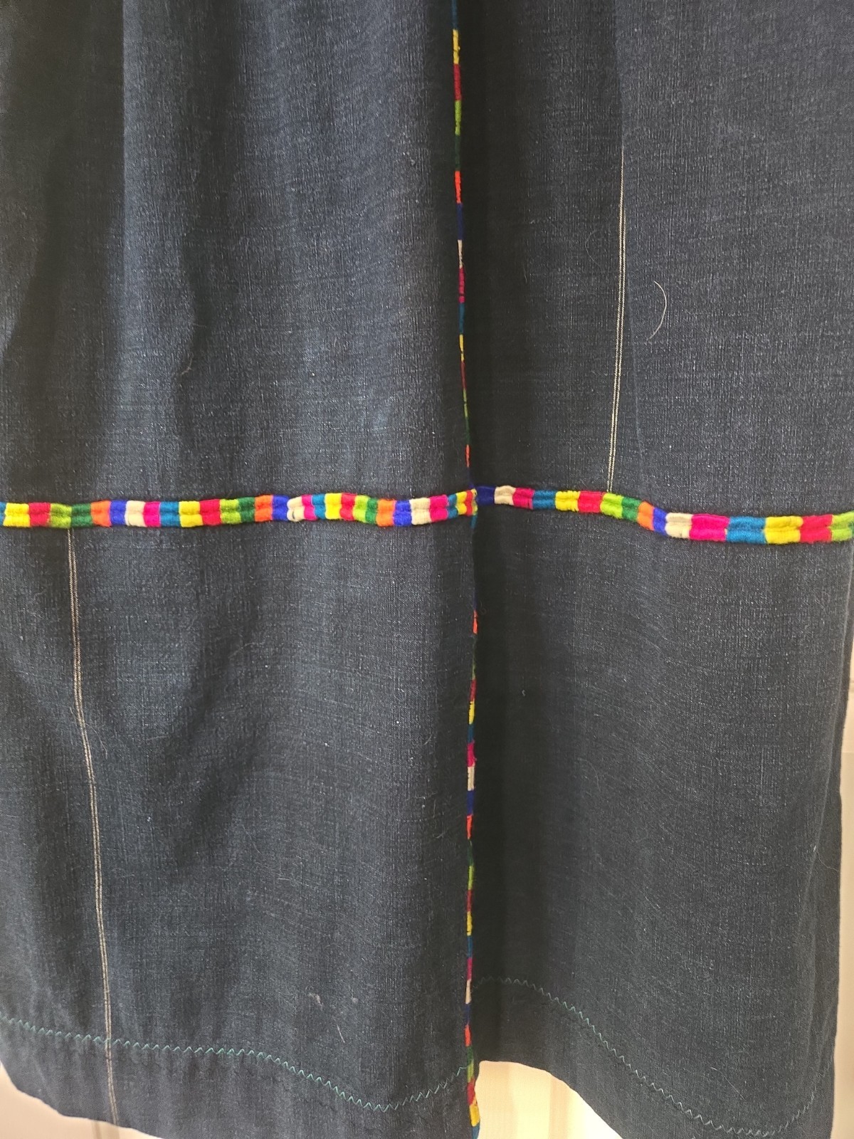 VTG 70s Handwoven Guatemalan Huipil Maxi Dress Embroidered Folk Textile Sz S