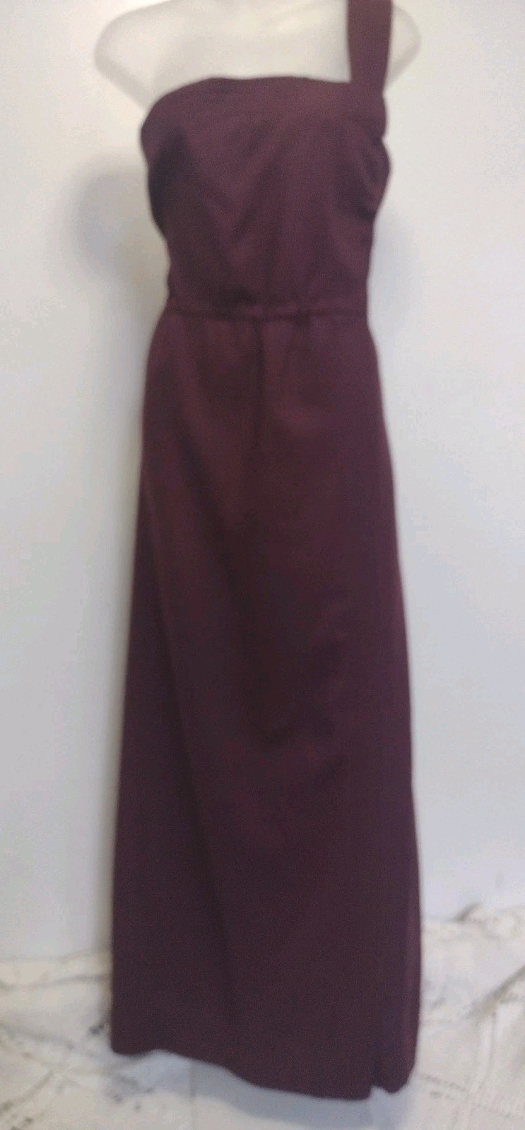 Vintage 60s Eggplant Wool Evening Coat & One‑Shoulder Gown Set w/ Mink Cuffs M