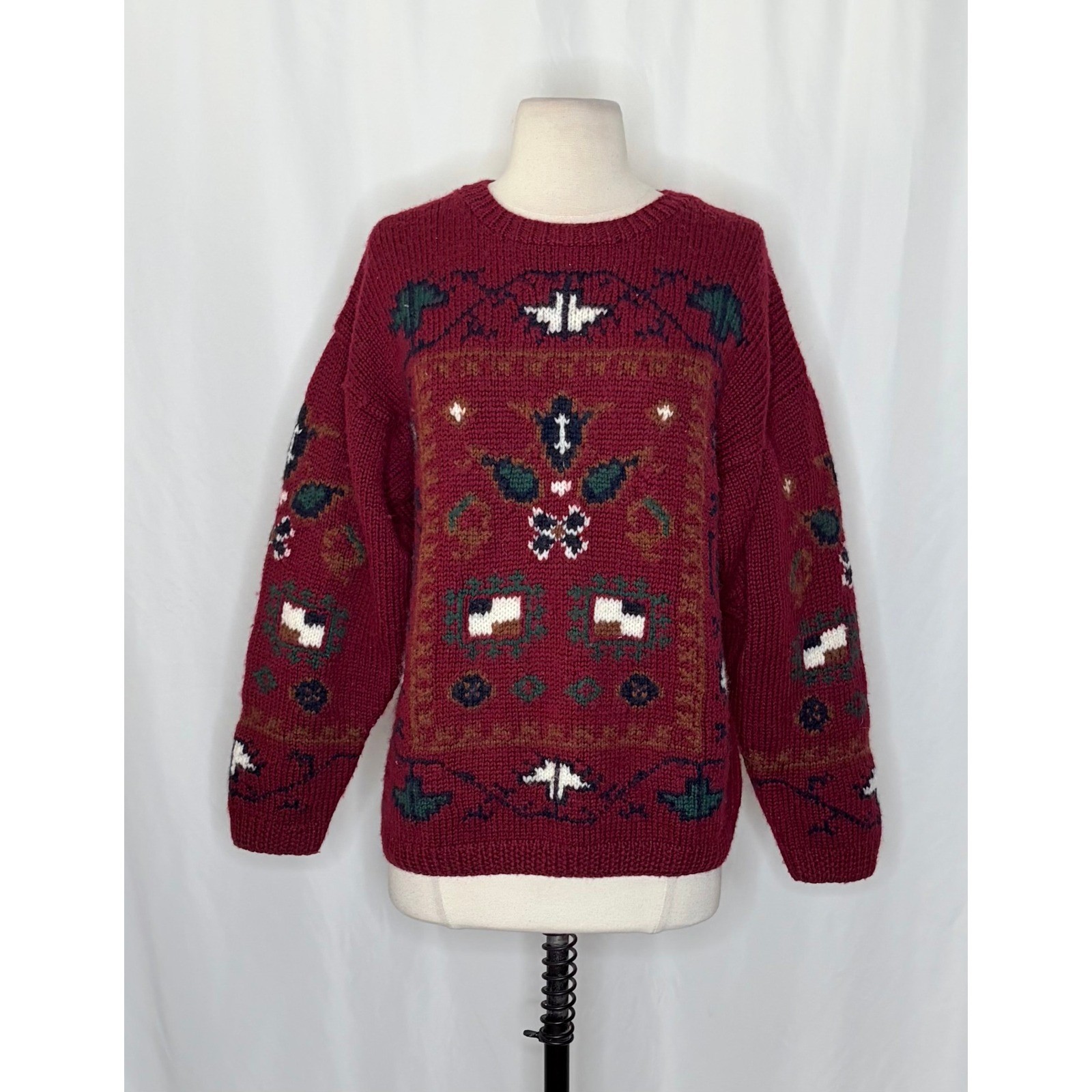Vintage Studio MICHELLE STUART Wool Blend Geometric Sweater Hand Knit Small