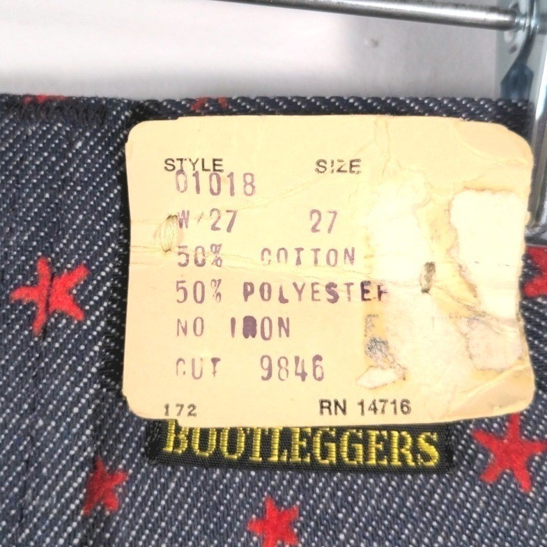 Vtg 1976 Bootleggers Star Print Flare Jeans NWT Deadstock Bicentennial 27 Womans