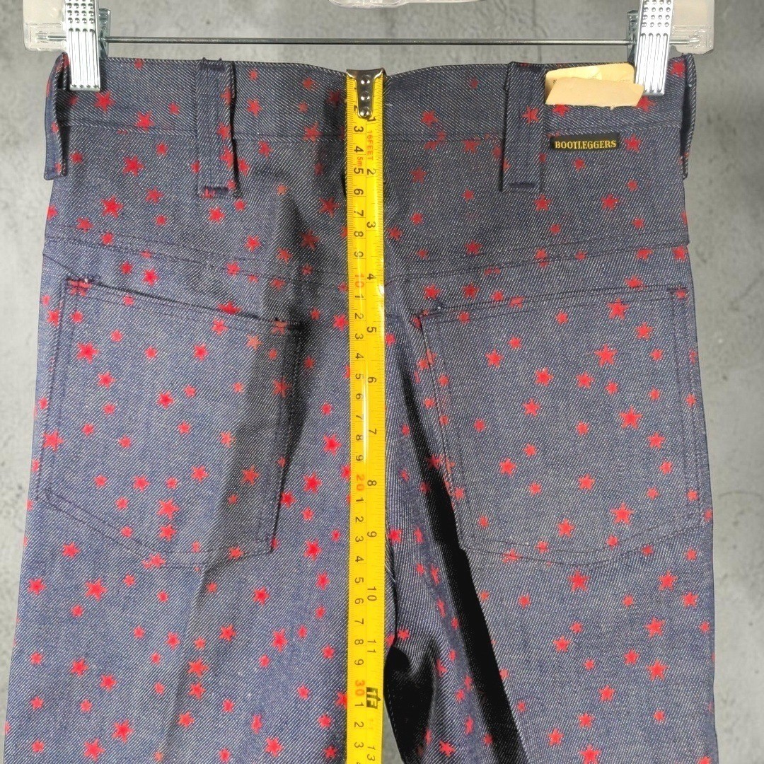 Vtg 1976 Bootleggers Star Print Flare Jeans NWT Deadstock Bicentennial 27 Womans
