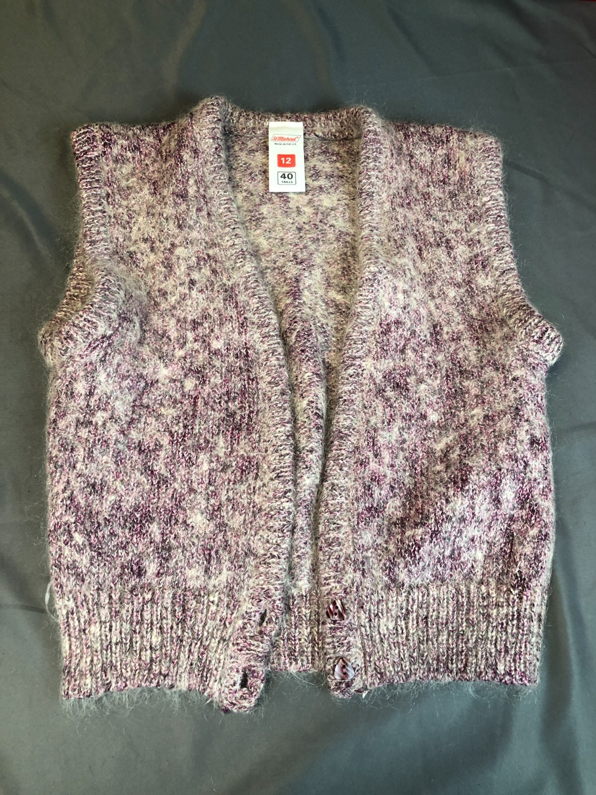 Vintage St Michael Size 12 / 40 Bust 34 Mohair Blend PURPLE KNIT VEST Bust 34in