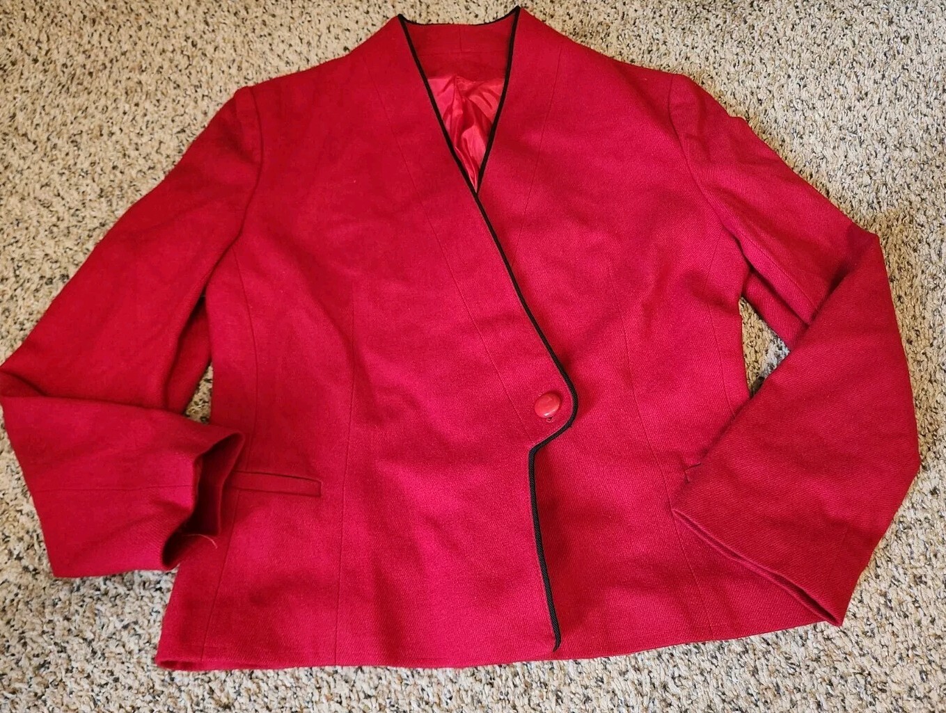 💥 Women&rsquo;s Vintage Union 1960s Winkelmans Wool Suit Set Skirt Jacket Cherry Red