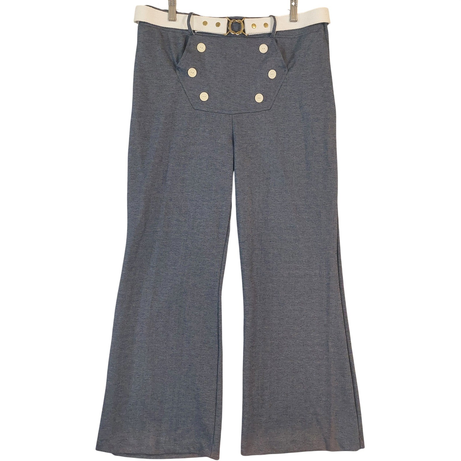 Vintage 60&rsquo;s Hollywood Vassarette Sailor Pants Women 14 High Waist Wide Leg Belt
