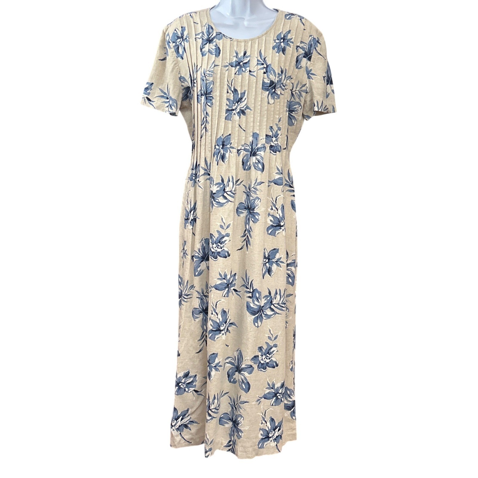 Vintage Miss Dorby Floral Midi Dress Cottagecore Coastal Grandmother Linen Blend