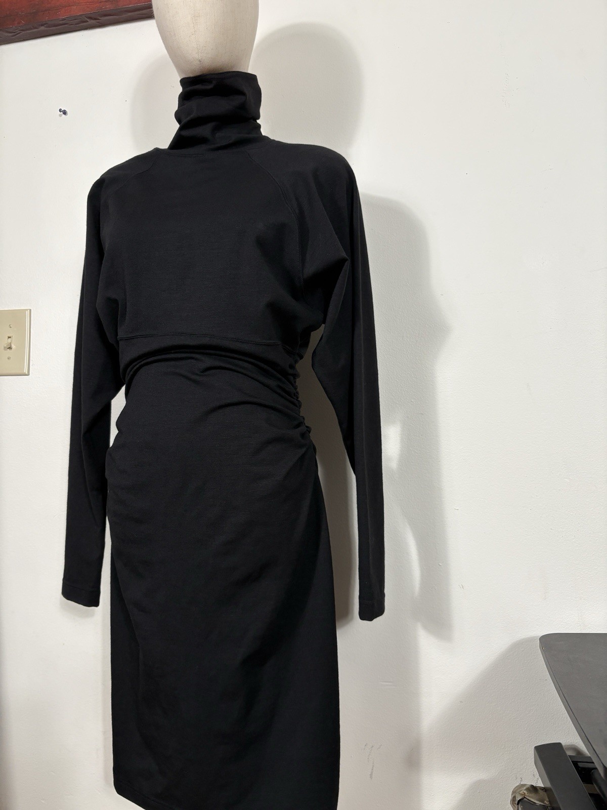 Vtg EMANUEL UNGARO Turtleneck Long Sleeve Black Dress Bodycon Women&rsquo;s Medium