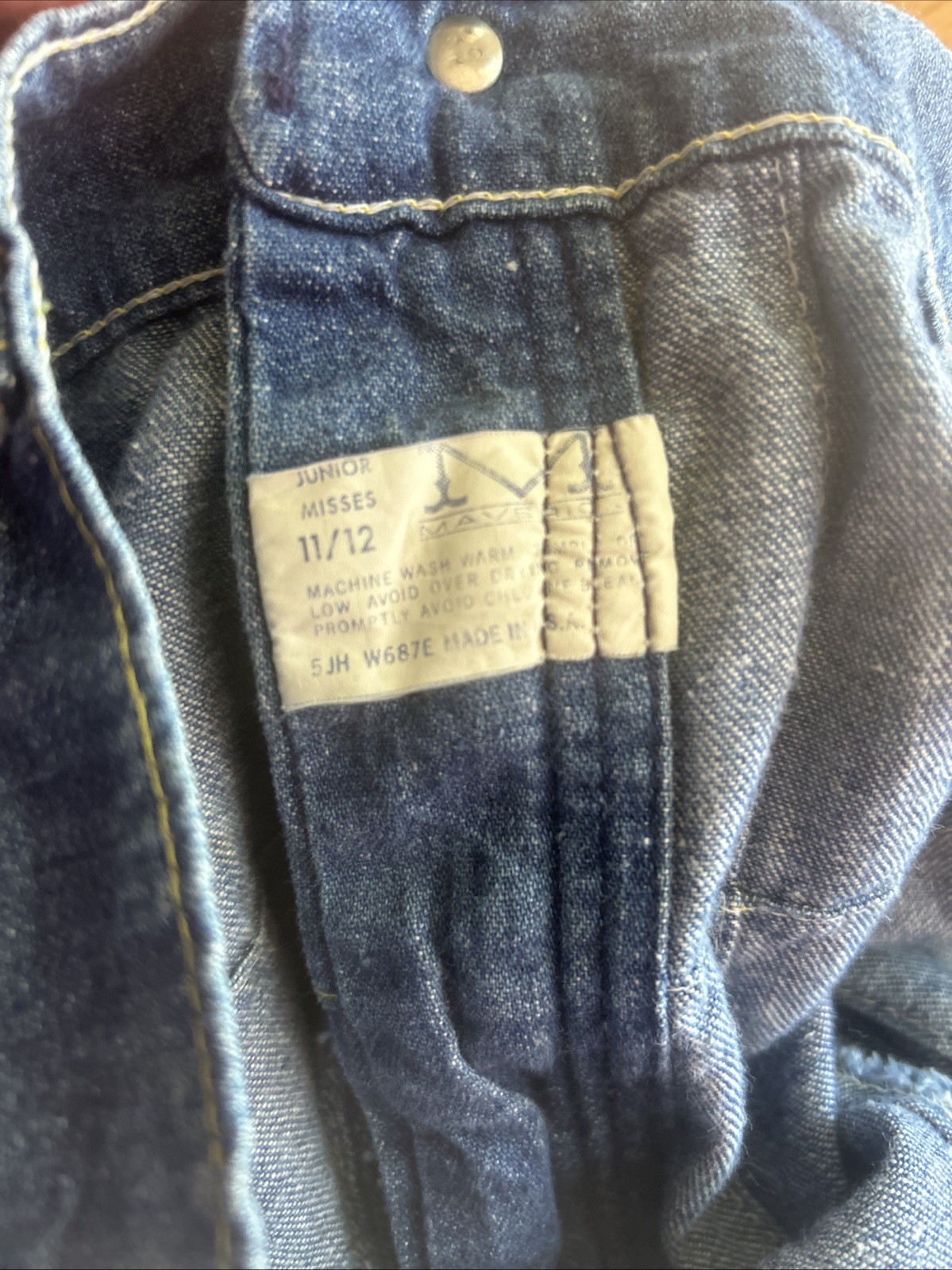 Vintage 70s Maverick Patchwork Windowpane Denim Bell Bottom Jeans Juniors 11/12