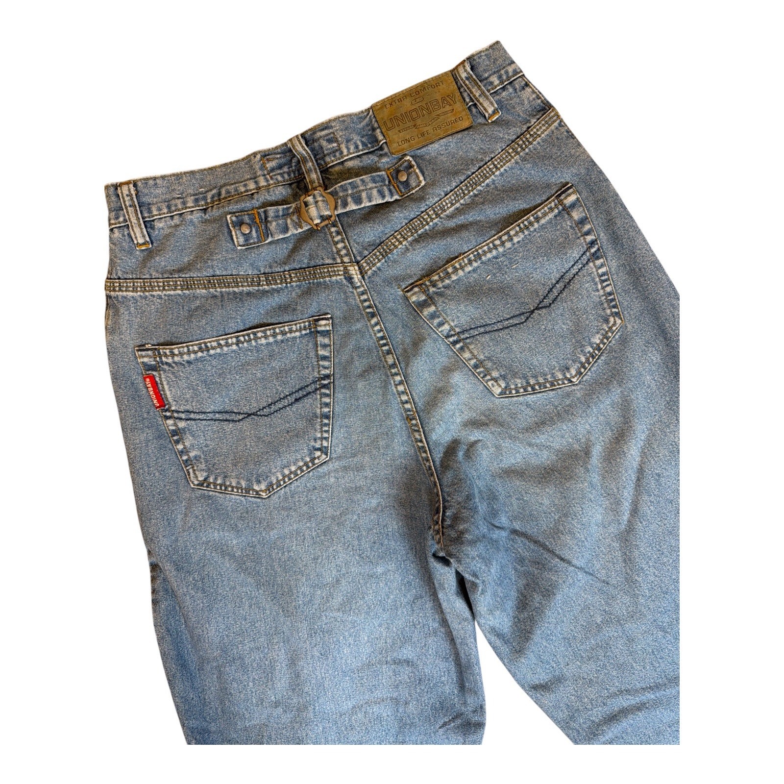 Unionbay Vintage 90s Cinch Back High Rise Wide Leg Denim Jeans Blue 26W