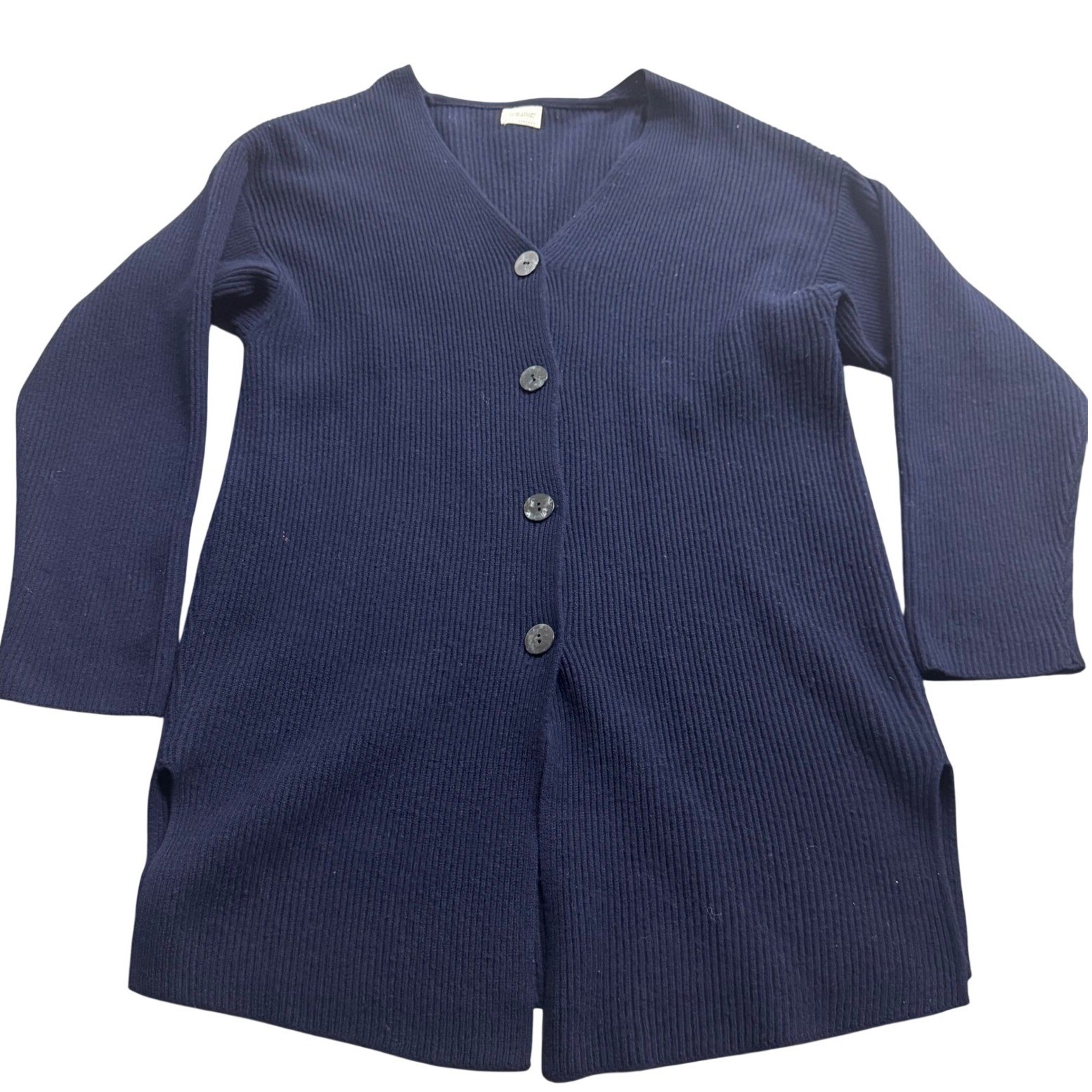 United Colors of Benetton VTG 80&rsquo;s Lambswool Navy Cardigan S/L Italy Old Money
