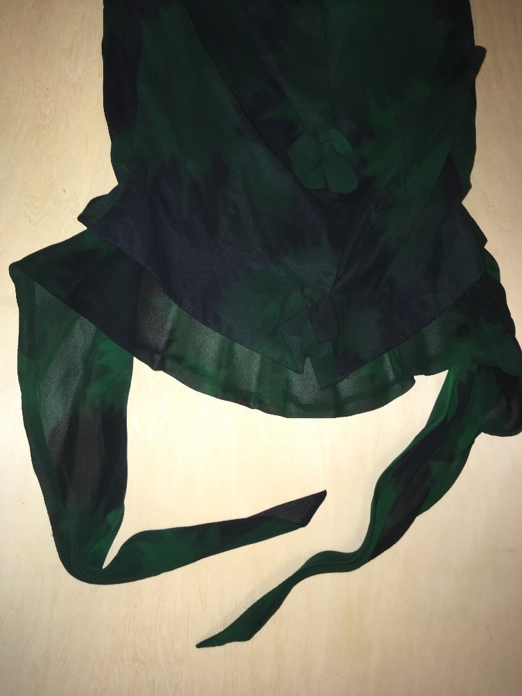 Green And Black 2 Pieces Dress Evening Wear Vintage 1980s Custom