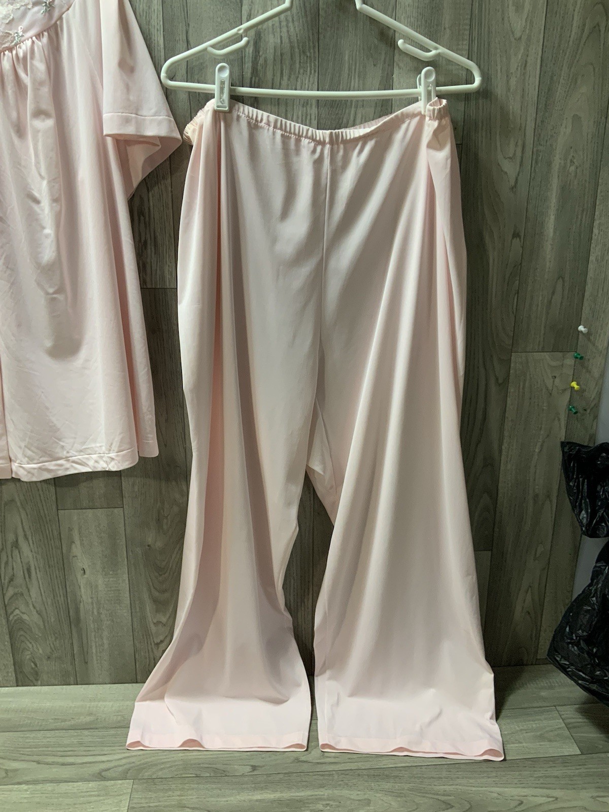 Vintage Shadowline Pink 3 Piece Set Nightgown/Pants/robe House Coat Size 44 Larg