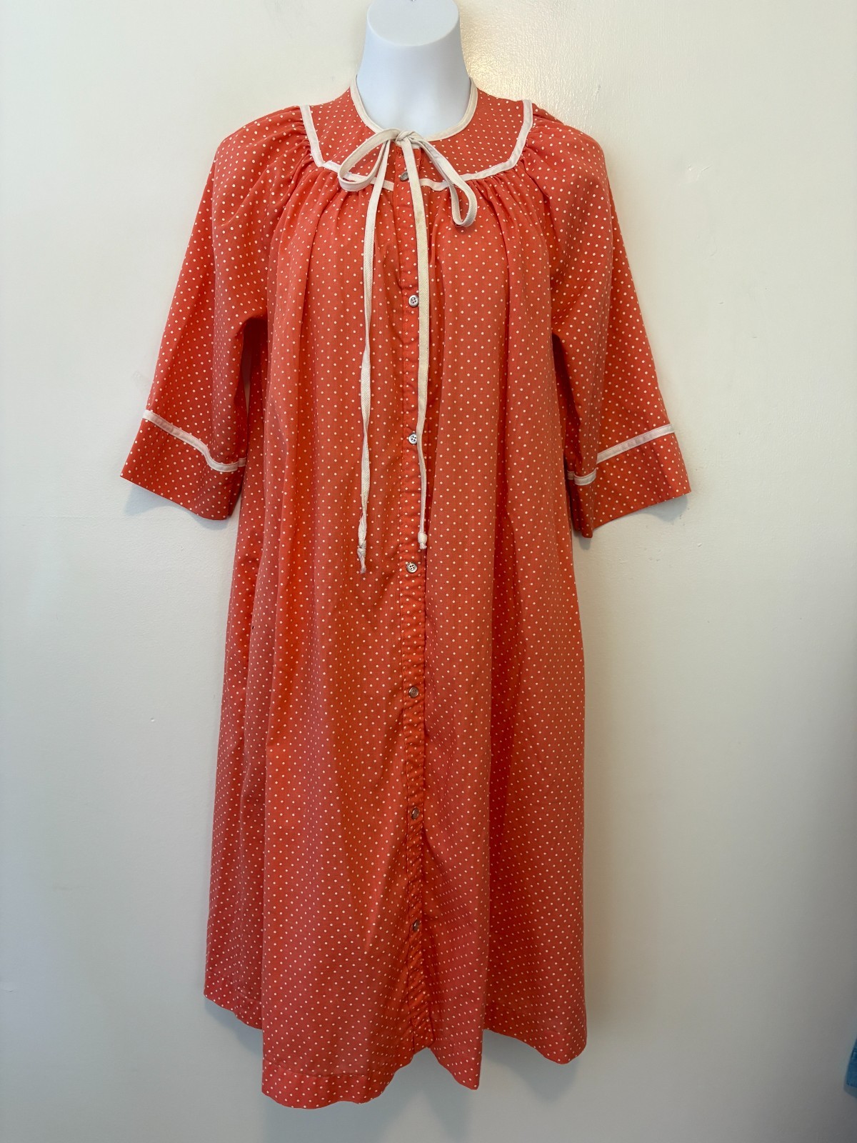 Vintage Models Coat Orange Polka Dot House Dress Size Medium