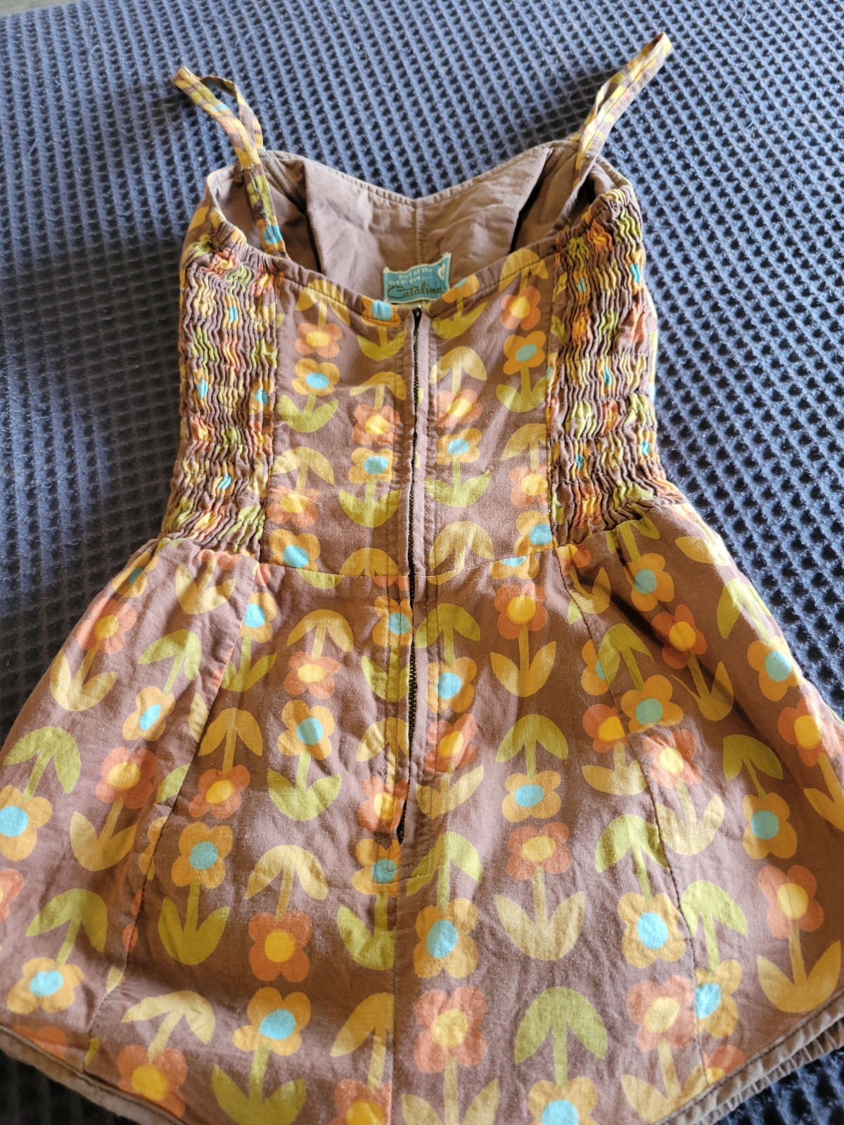 ANTIQUE CATALINA 1950’S 1960S COTTON SWIMSUIT PLAYSUIT FLOWERED FUN XS RARE