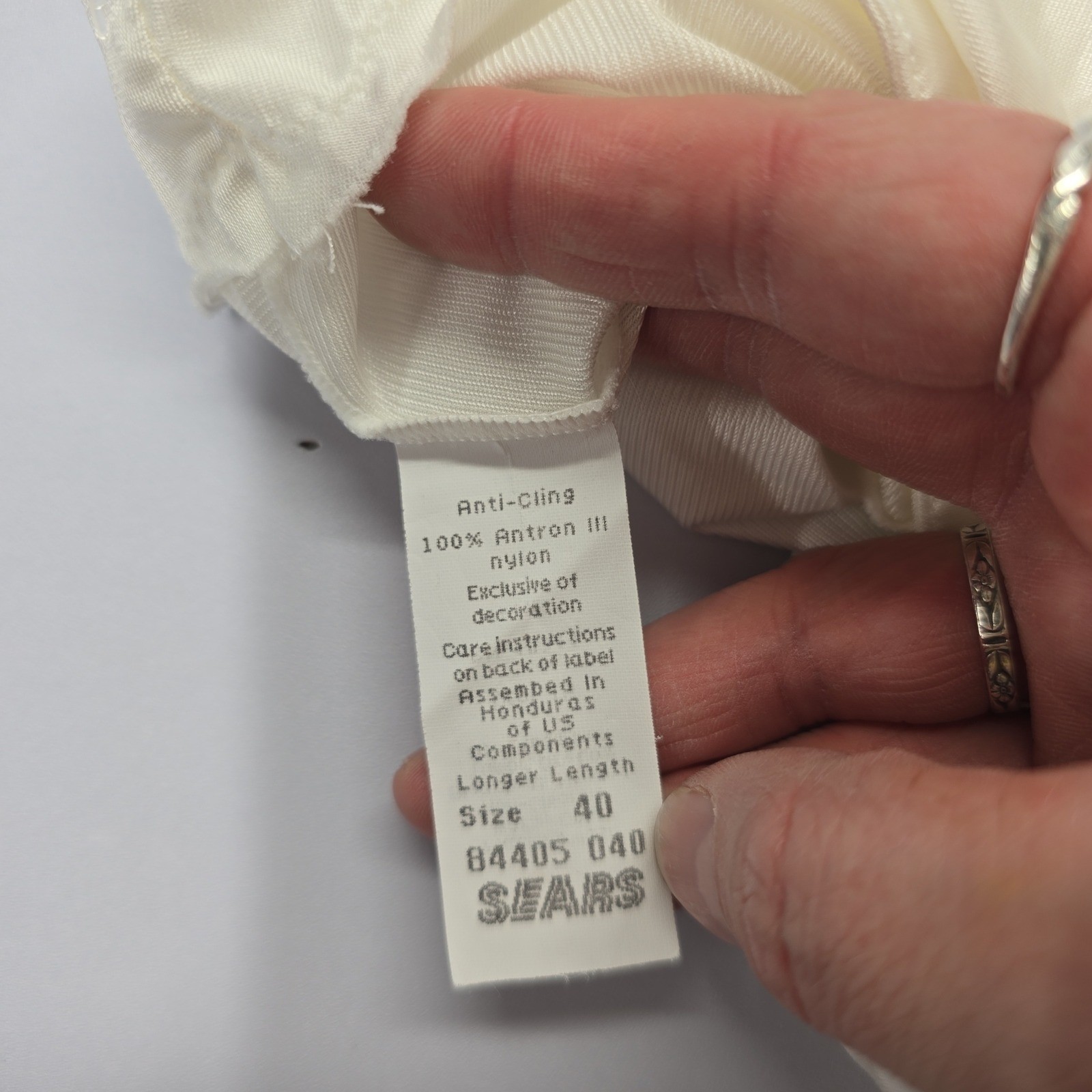 Vintage Sears White Full Slip Antron III Nylon Anti-Cling Size 40