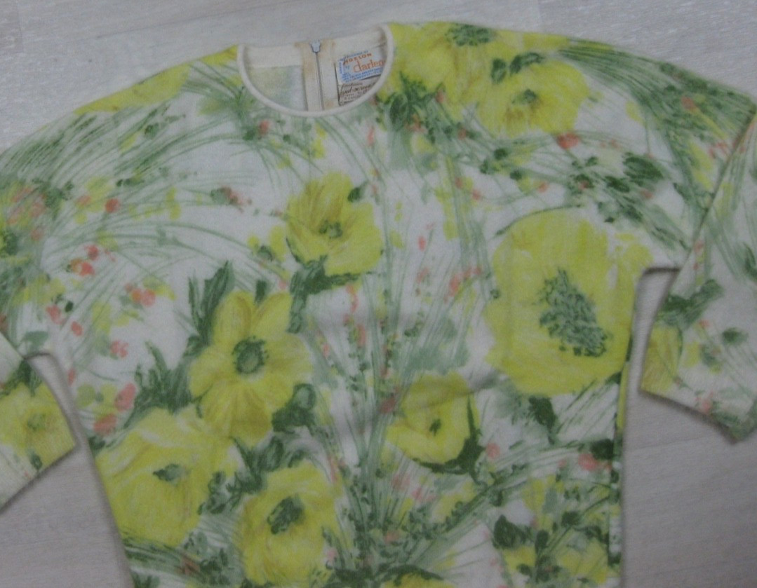 Vintage 50s Angelon Darlene Sweater (S/M) Angora Wool Floral Hand Screen Print