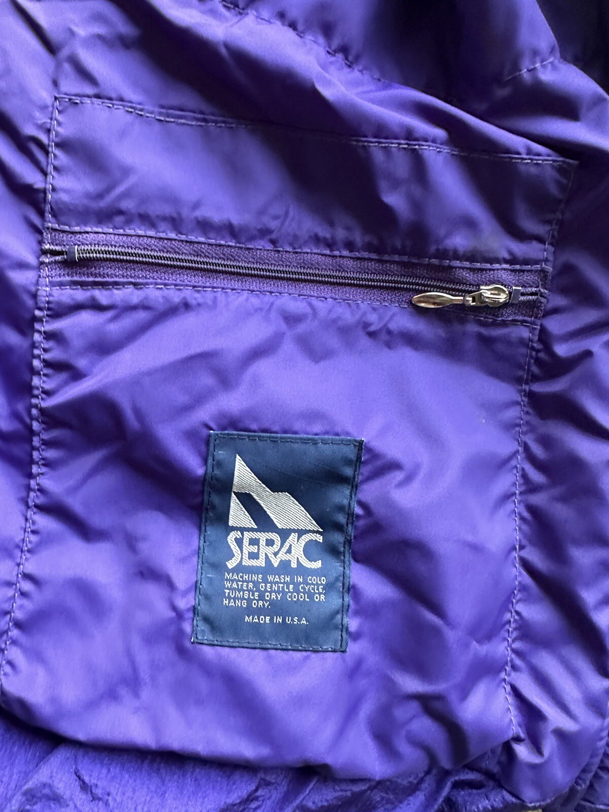 Vintage Serac Thinsulate Lined Neon Purple Color Block Nylon Ski Jacket Size 8