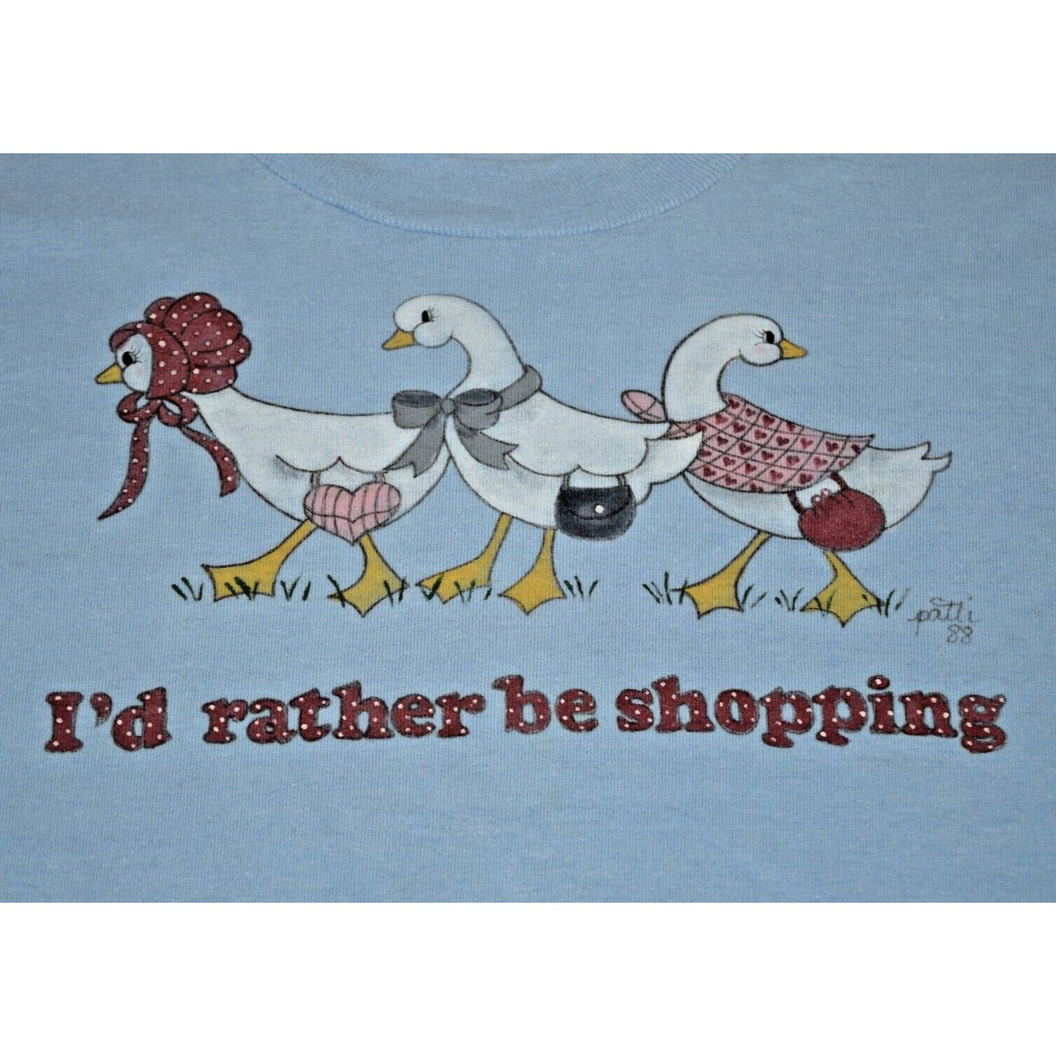 VTG T-Shirt Screen Stars Single Stitch Size S 80s Geese rather be shopping USA88