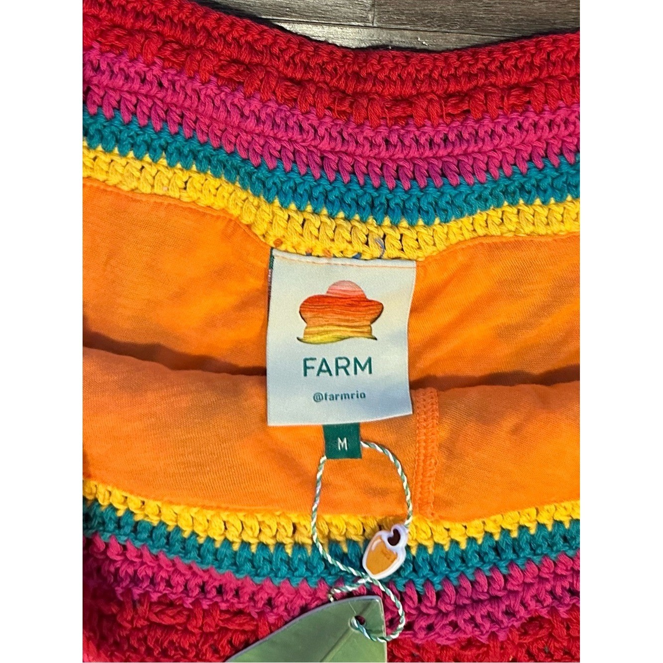 NWT Farm Rio Striped Scarf Crochet Shorts. Size M