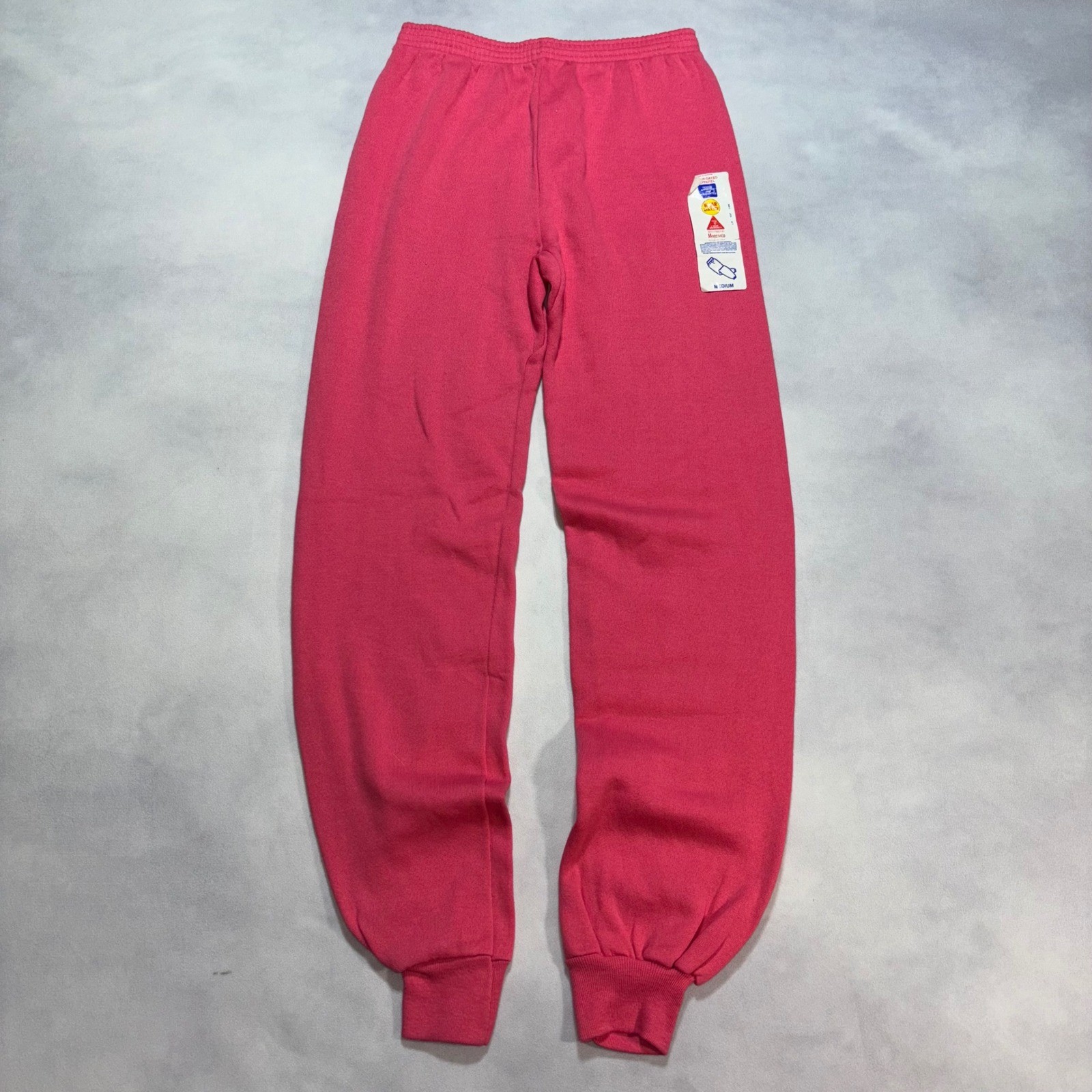 Vintage 80&rsquo;s Hot Pink Fleece Sweatpants Joggers Medium Deadstock NOS Made in USA