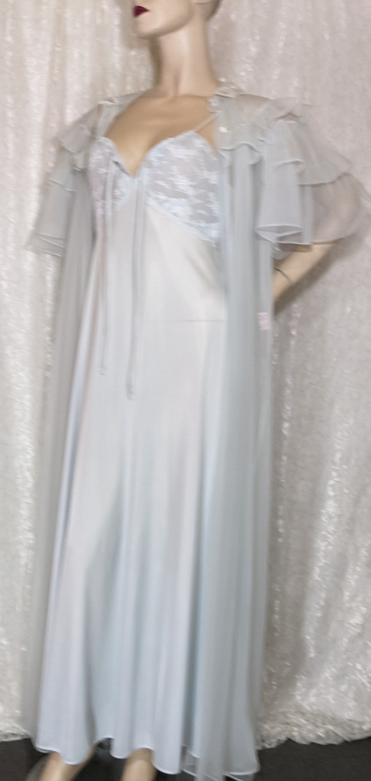VTG Luxite by Holeproof Ruffle Sleeves Peignoir Robe Bonus Lingerie Nightgown M