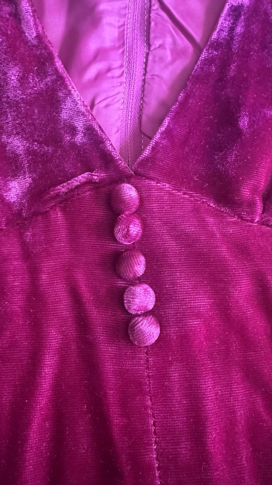 Vtg 1970s Young Innocent Raspberry Velvet Minidress Size 13