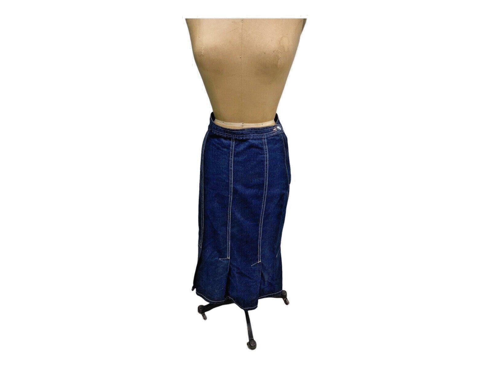 Vintage A&rsquo; Milano Flared Denim Midi Skirt Size 7/8